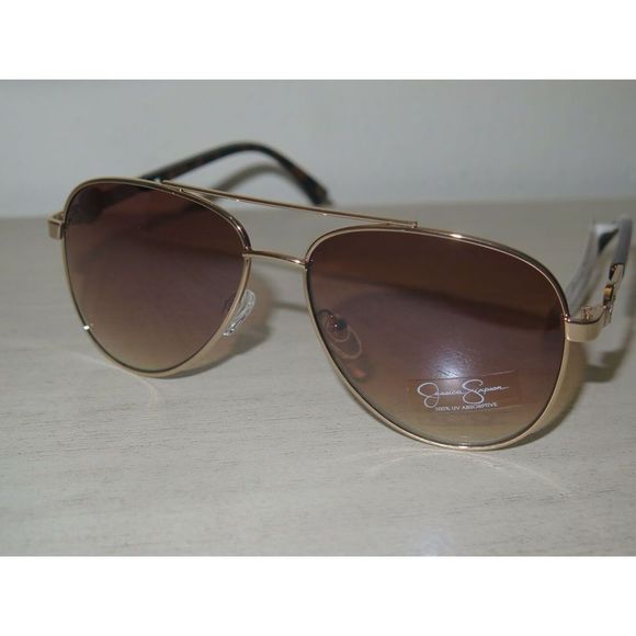 Jessica Simpson Gold Aviator Sunglasses Tortoise Shell Arms J5759-GLDTS $55 MSRP - Picture 2 of 12